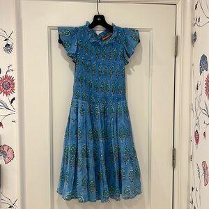 Oliphant smocked short paisley dress